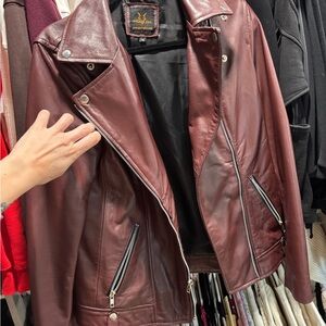 Women's Burgundy Leather Jacket